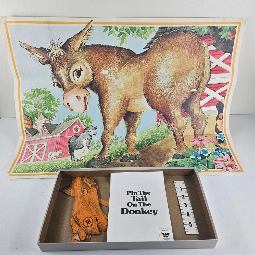 Vintage Whitman Pin The Tail On The Donkey Party Game Retro Birthday Y2K